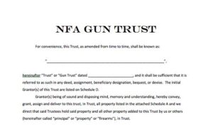 A declaration form for NFA Gun Trust